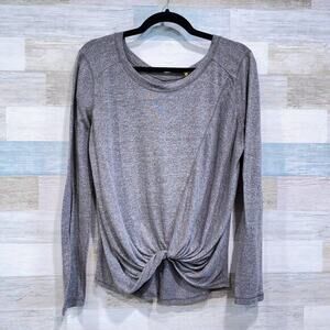 ZELLA Twist Hem Yoga Top Gray Long Sleeve Athleisure Womens Medium